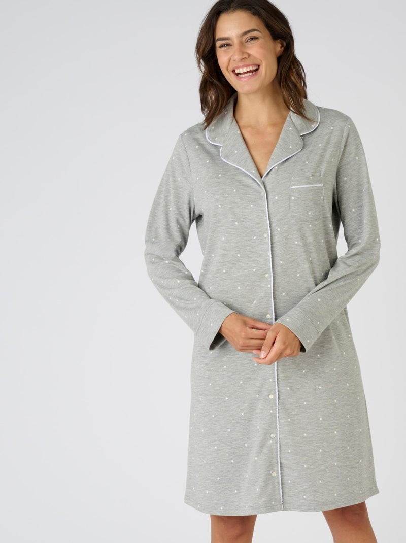 Chemise de nuit boutonnée Thermolactyl - Damart Gris - Kiabi