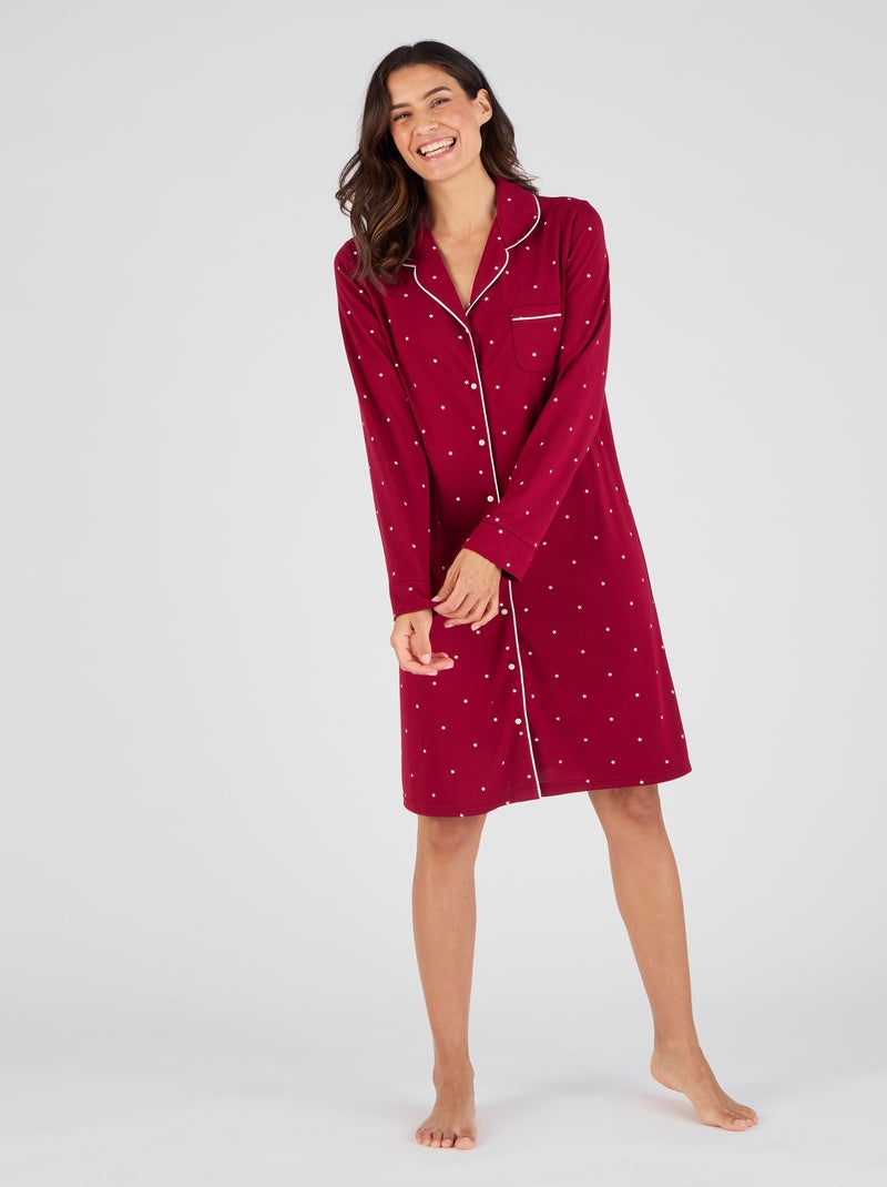 Chemise de nuit boutonnée Thermolactyl - Damart Rouge - Kiabi