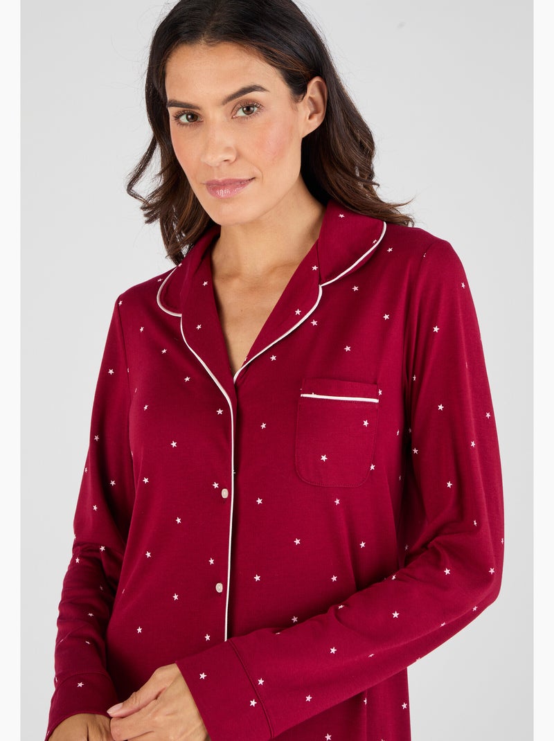 Chemise de nuit boutonnée Thermolactyl - Damart Rouge - Kiabi