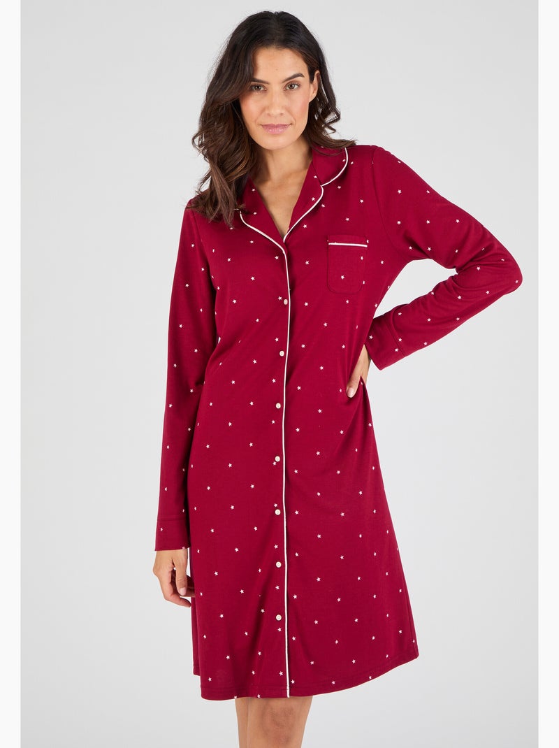 Chemise de nuit boutonnée Thermolactyl - Damart Rouge - Kiabi