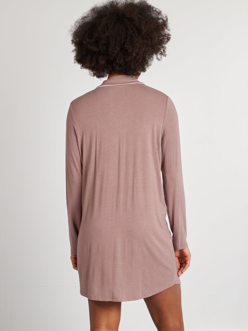 Chemise de nuit boutonnée Violet - Kiabi