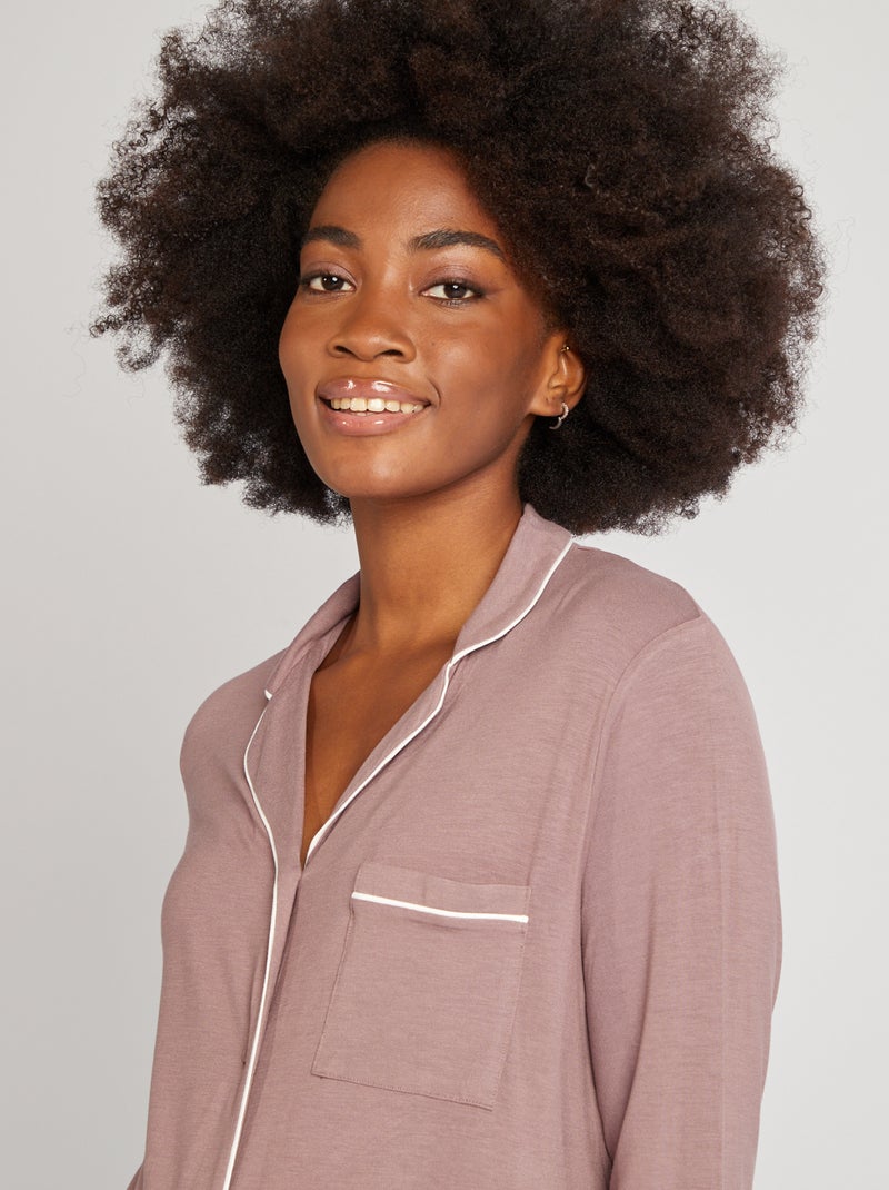 Chemise de nuit boutonn?�e - Violet - Kiabi - 18.00�?�
