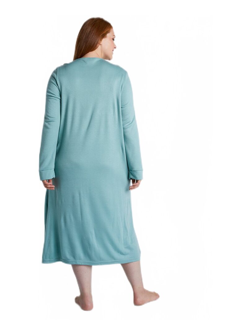 Chemise De Nuit Femme Vintage 100% Coton Blanc Brodé Main - Taille 40/42 - Made In France