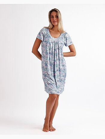 Chemise de nuit classique à manches courtes et imprimé floral pour femme ADMAS GARDEN