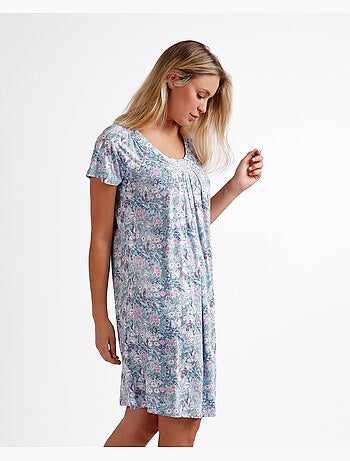 Chemise de nuit classique à manches courtes et imprimé floral pour femme ADMAS GARDEN