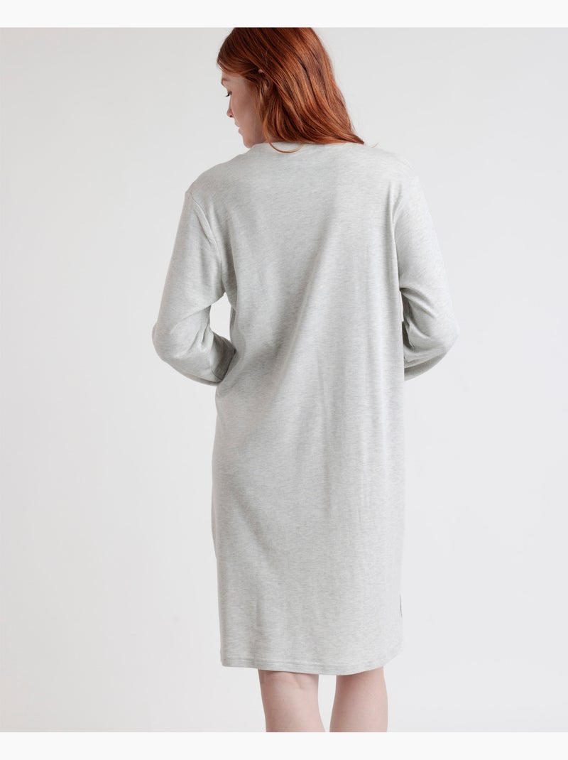 Chemise de nuit classique d'hiver à manches longues pour femme ADMAS CLASSIC Gris perle - Kiabi