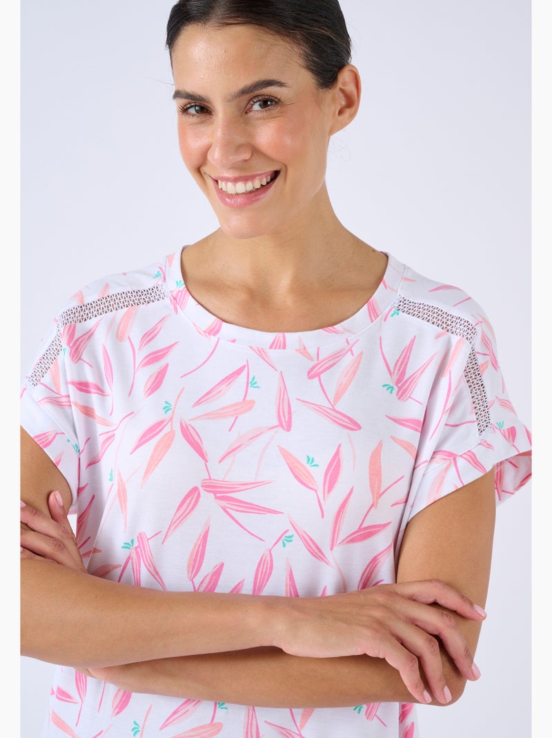 Chemise de nuit Climatyl en maille jersey - Damart Rose - Kiabi