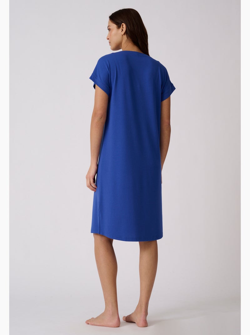 Chemise de nuit climayl en maille jersey - damart Bleu - Kiabi