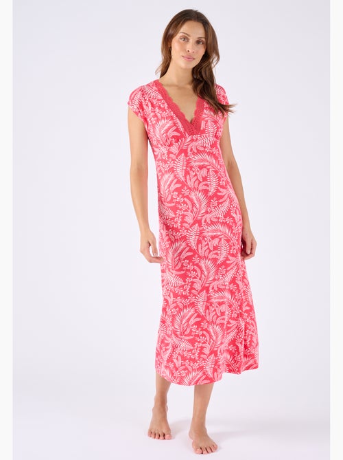 Chemise de nuit col dentelle - Damart - Kiabi