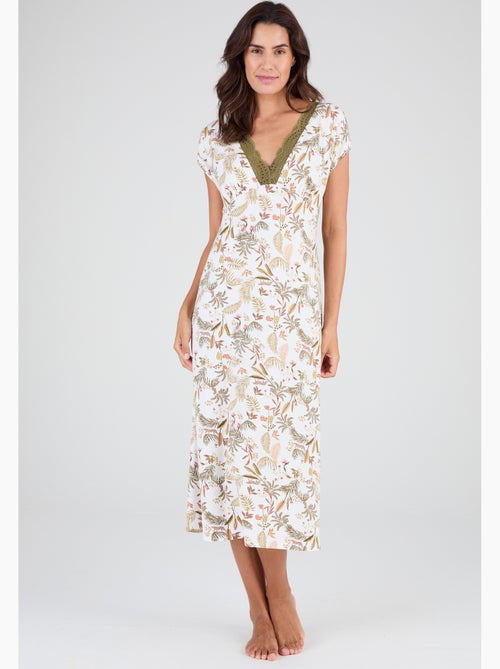 Chemise de nuit col dentelle - Damart - Kiabi