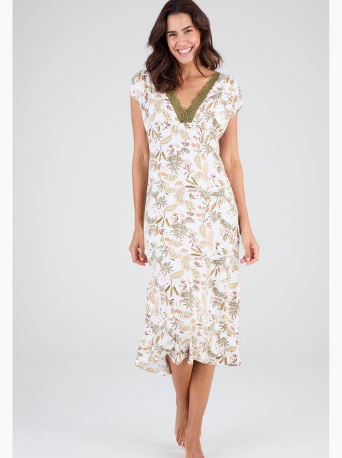 Chemise de nuit col dentelle - Damart - Kiabi