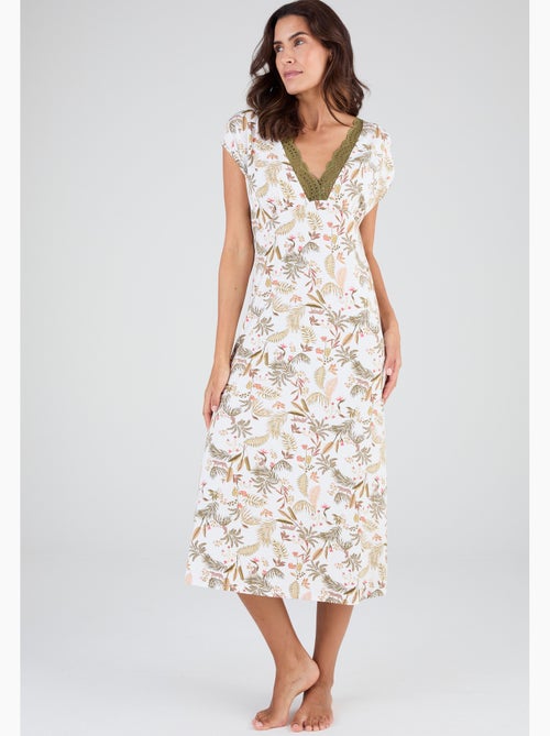 Chemise de nuit col dentelle - Damart - Kiabi