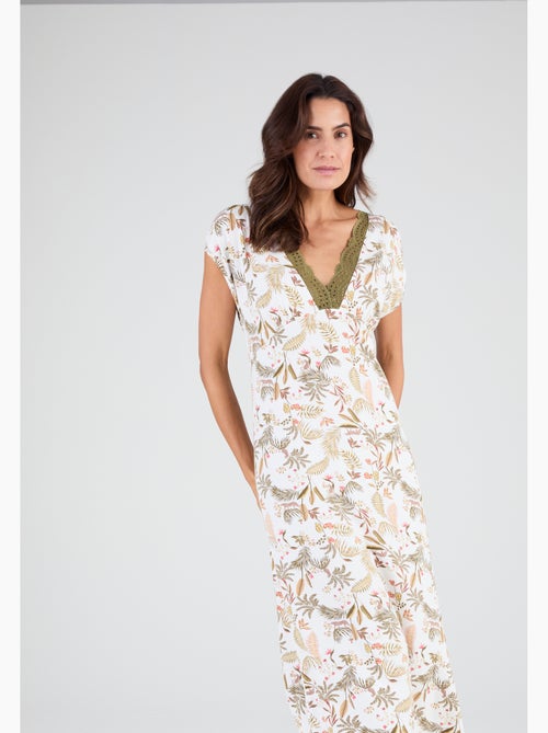 Chemise de nuit col dentelle - Damart - Kiabi