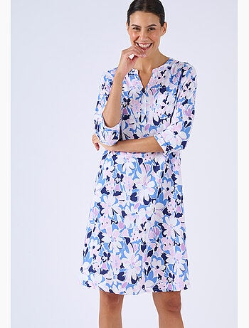 Chemise de nuit col tunisien en pur coton - Damart