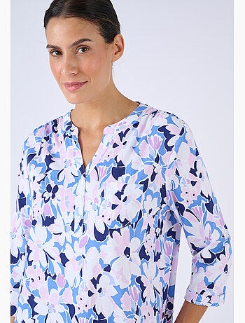 Chemise de nuit col tunisien en pur coton - Damart