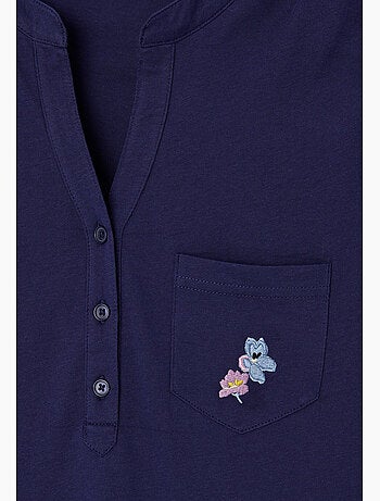 Chemise de nuit col tunisien en pur coton - Damart