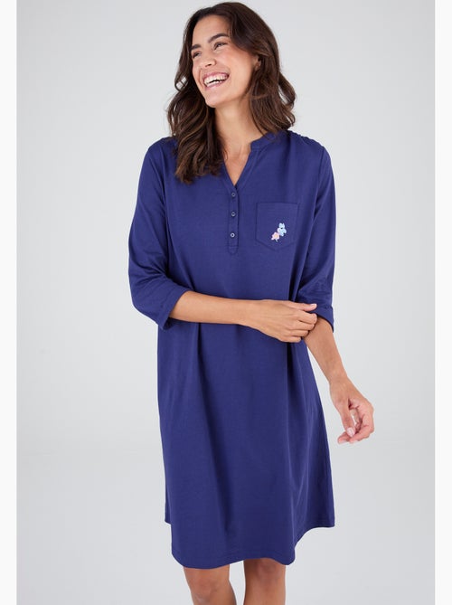 Chemise de nuit col tunisien en pur coton - damart - Kiabi Chemise de nuit col tunisien en pur coton - damart - Kiabi