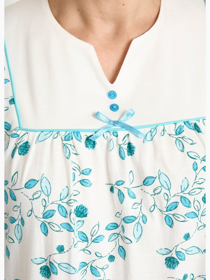 Chemise de nuit confort mi longue imprimée - Afibel Bleu aqua - Kiabi