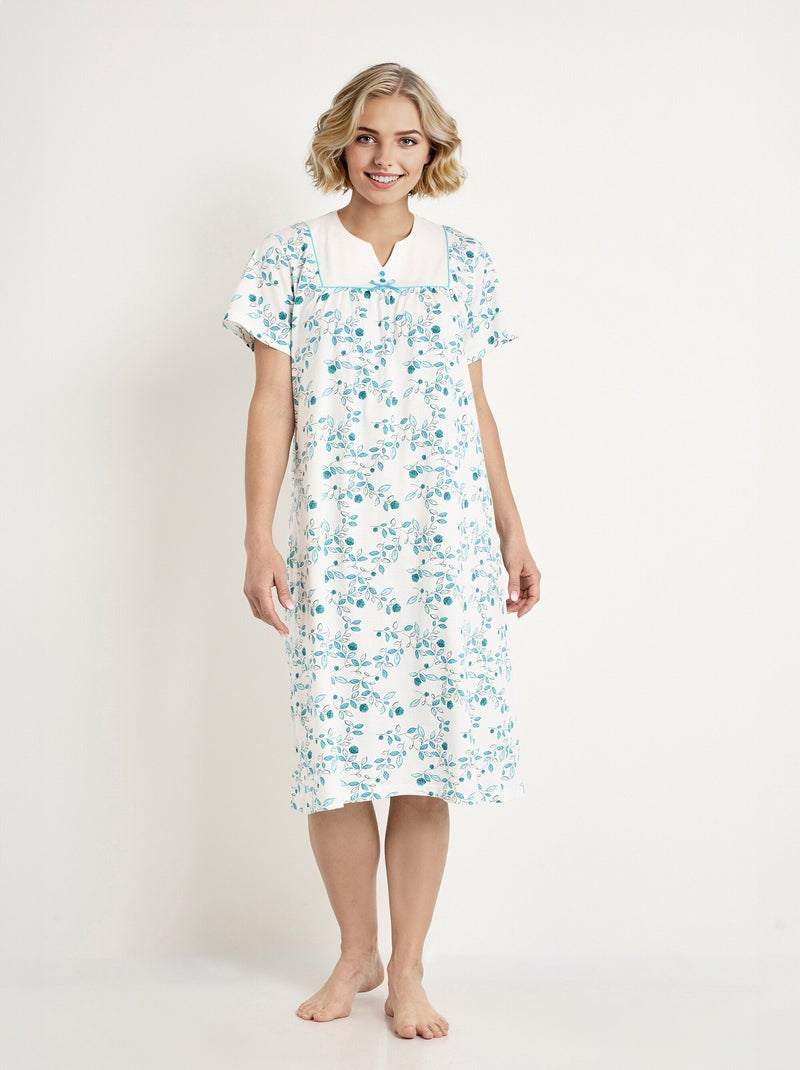 Chemise de nuit confort mi longue imprimée Bleu turquoise - Kiabi