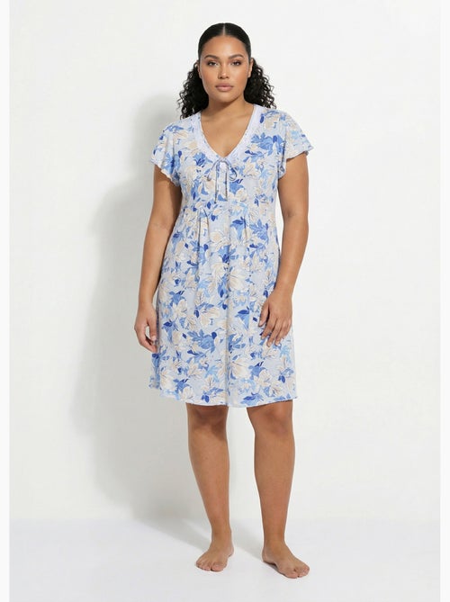 Chemise de nuit coton dentelle - Afibel - Kiabi
