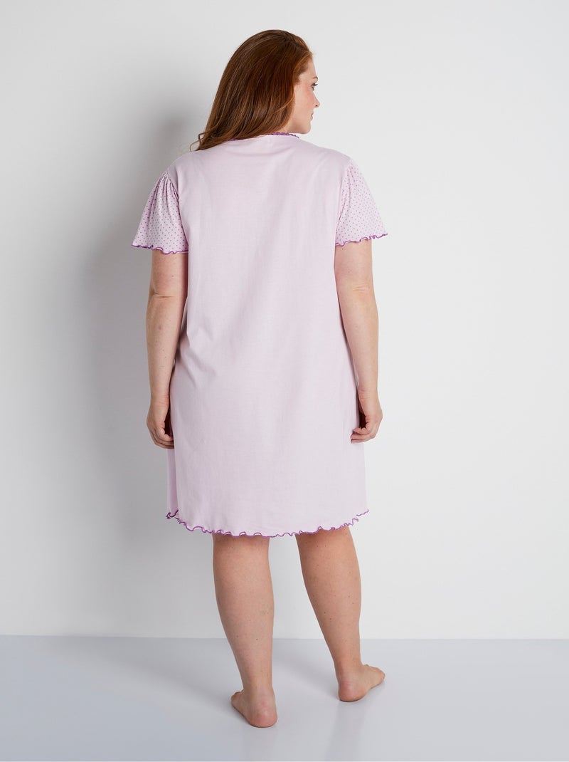 Chemise de nuit coton dentelle - Afibel Parme - Kiabi