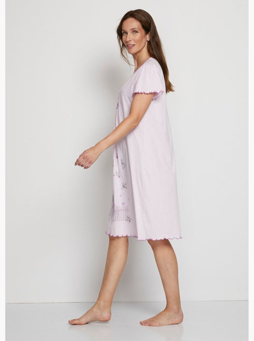 Chemise de nuit coton dentelle - Afibel - Kiabi