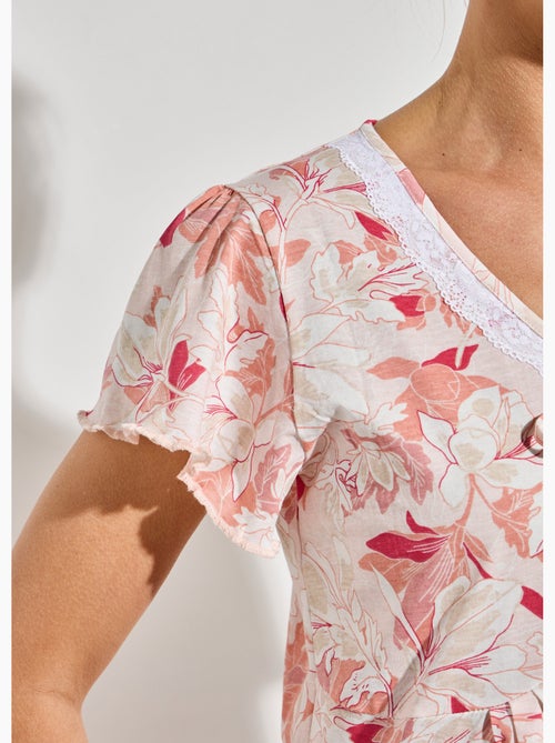 Chemise de nuit coton dentelle - Afibel - Kiabi