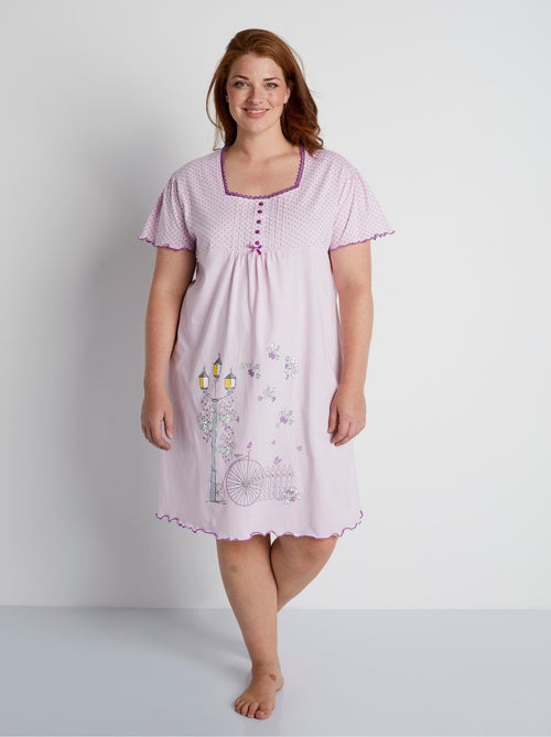 Chemise de nuit coton dentelle - Afibel - Kiabi