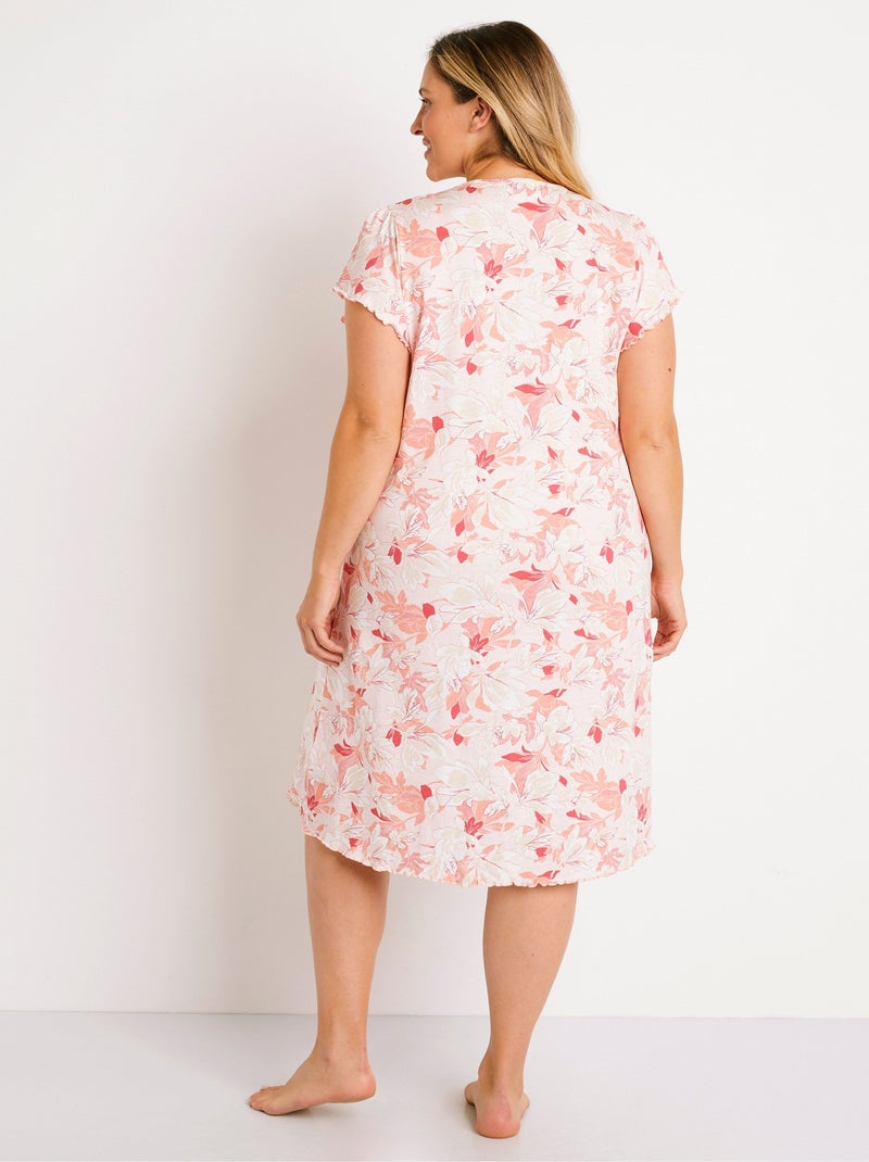 Chemise de nuit coton dentelle Rose - Kiabi