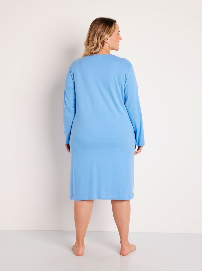 Chemise de nuit coton grande taille Bleu - Kiabi