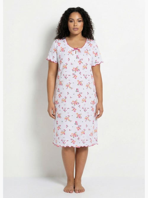 Chemise de nuit coton manches courtes - Afibel - Kiabi