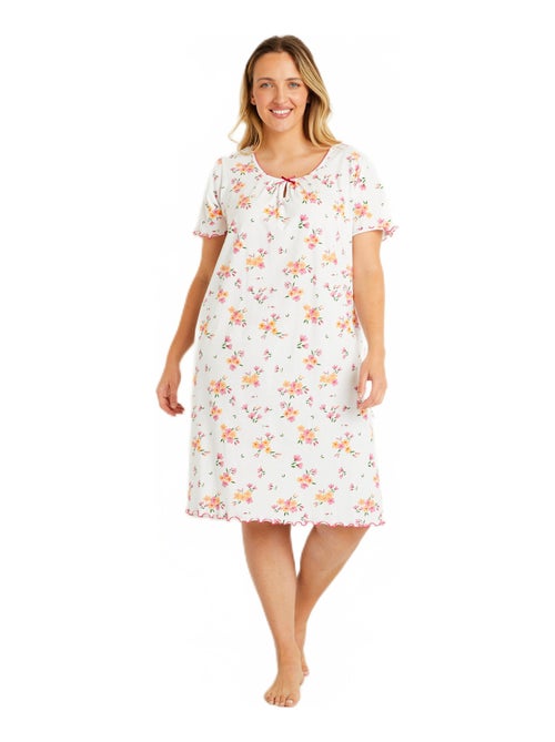 Chemise de nuit coton manches courtes - Kiabi