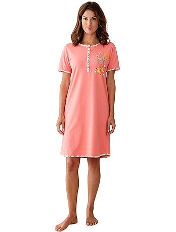 Chemise de nuit coton manches courtes