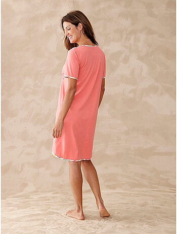 Chemise de nuit coton manches courtes