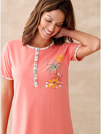 Chemise de nuit coton manches courtes