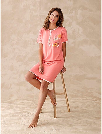 Chemise de nuit coton manches courtes