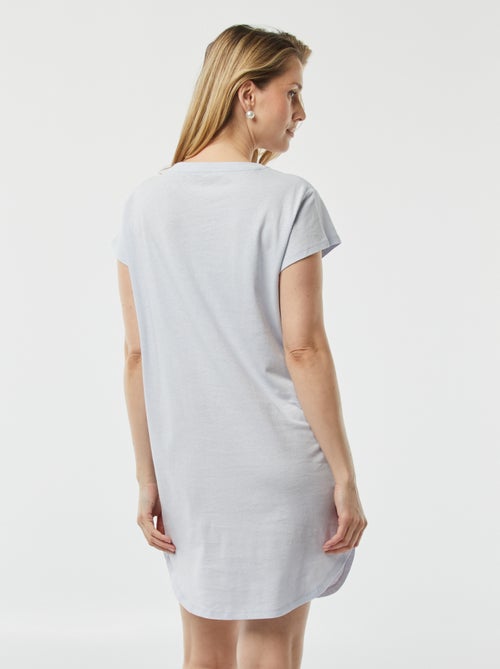 Chemise de nuit coupe tee-shirt en lin mélangé - Kiabi