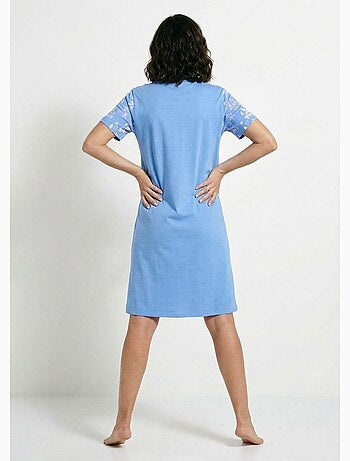 Chemise de nuit courte col tunisien coton - Afibel
