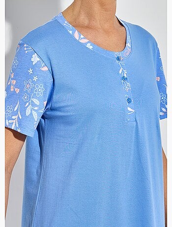 Chemise de nuit courte col tunisien coton - Afibel