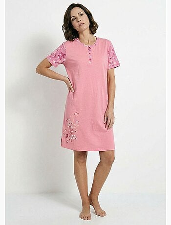 Chemise de nuit courte col tunisien coton - Afibel