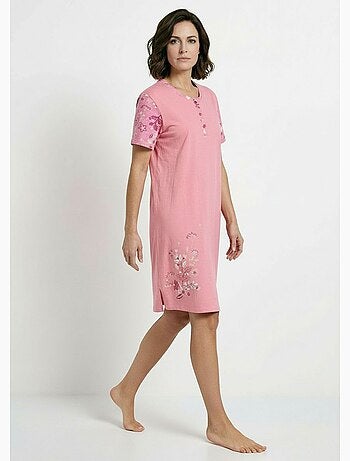 Chemise de nuit courte col tunisien coton - Afibel