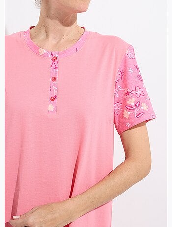 Chemise de nuit courte col tunisien coton - Afibel