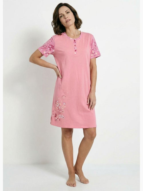 Chemise de nuit courte col tunisien coton - Afibel - Kiabi Chemise de nuit courte col tunisien coton - Afibel - Kiabi