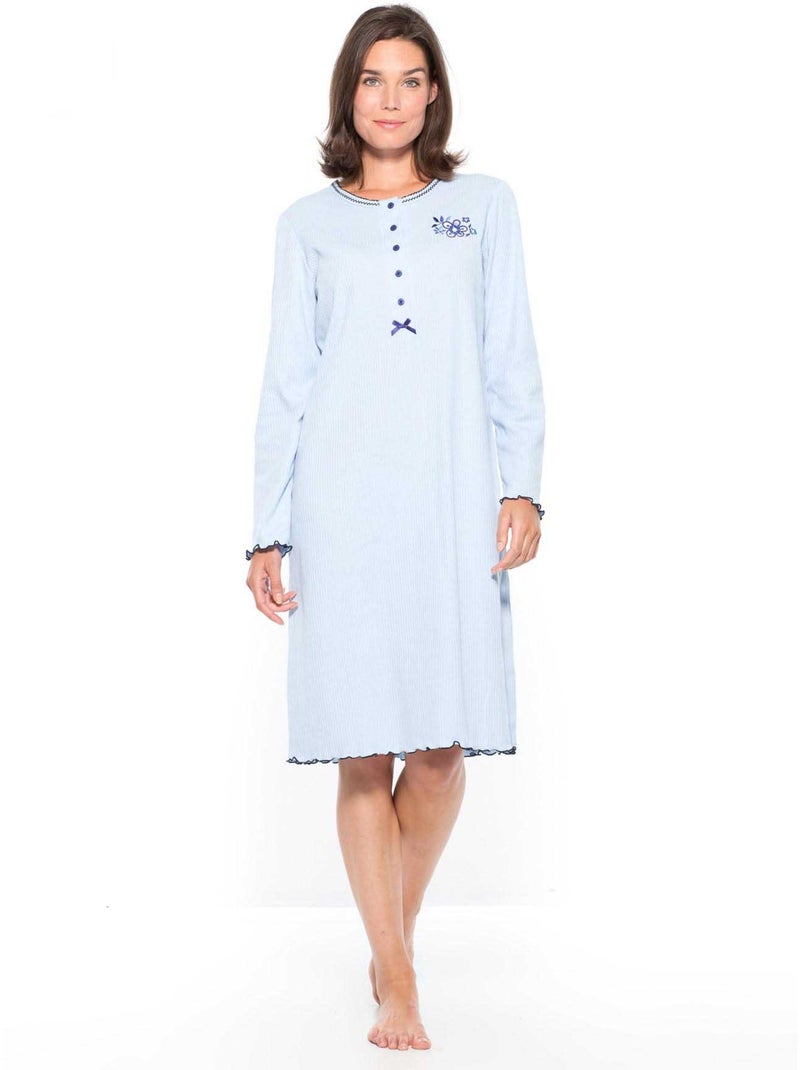 Chemise de nuit courte coton - DAXON Bleu - Kiabi