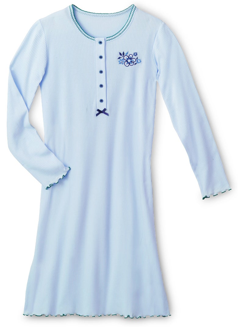 Chemise de nuit courte coton - DAXON Bleu - Kiabi