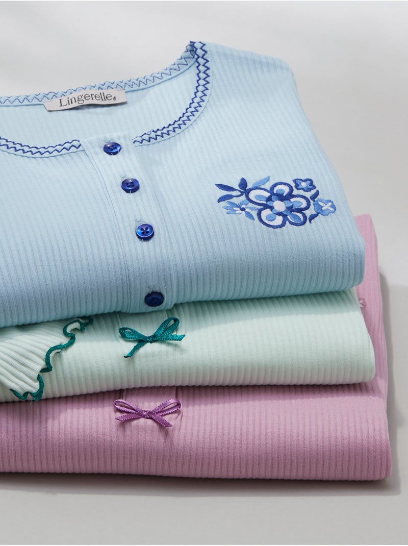 Chemise de nuit courte coton - DAXON Bleu - Kiabi