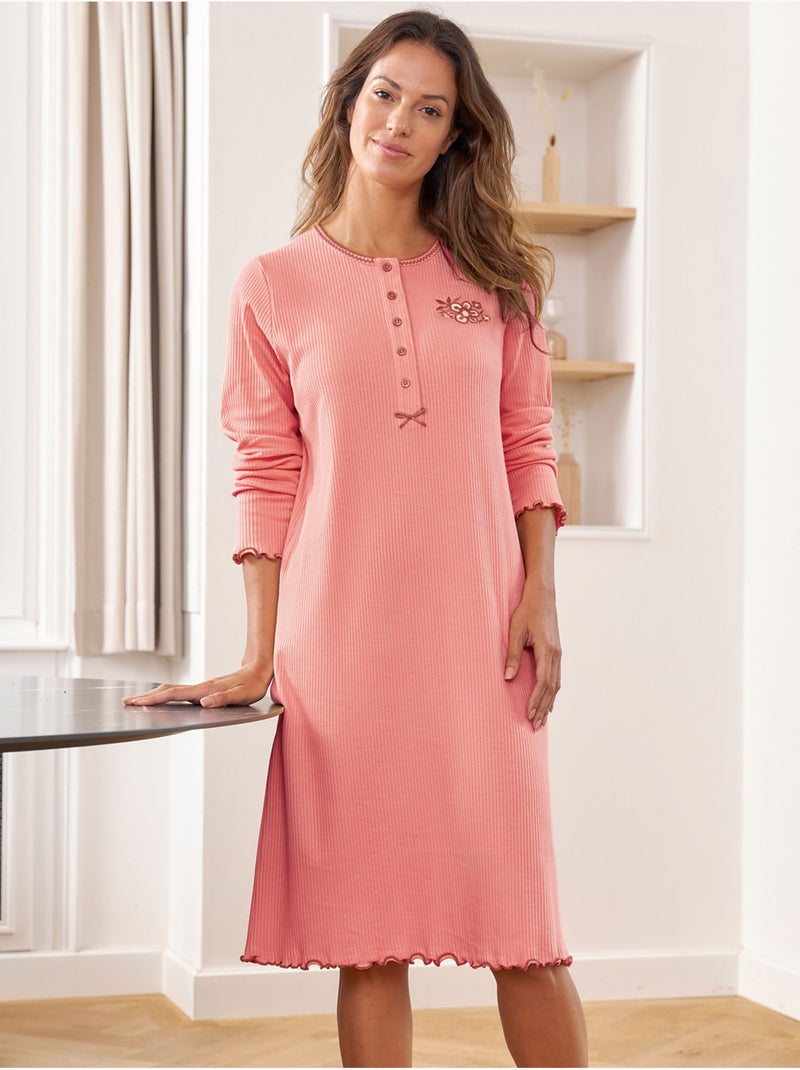 Chemise de nuit courte coton - DAXON Corail - Kiabi