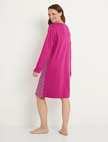 Chemise de nuit courte coton interlock uni rayé