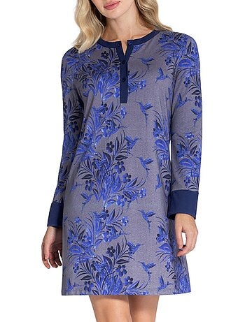 Chemise de nuit courte en coton modal à motif d'oiseau et de fleur Butterfly