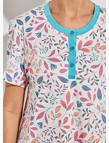 Chemise de nuit courte imprimée col tunisien - Afibel
